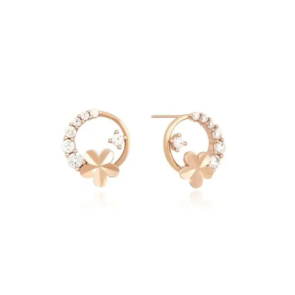CLUE - Petite Flowery Rose Gold Silver Earrings - CLUE - Jewelry - Harumio