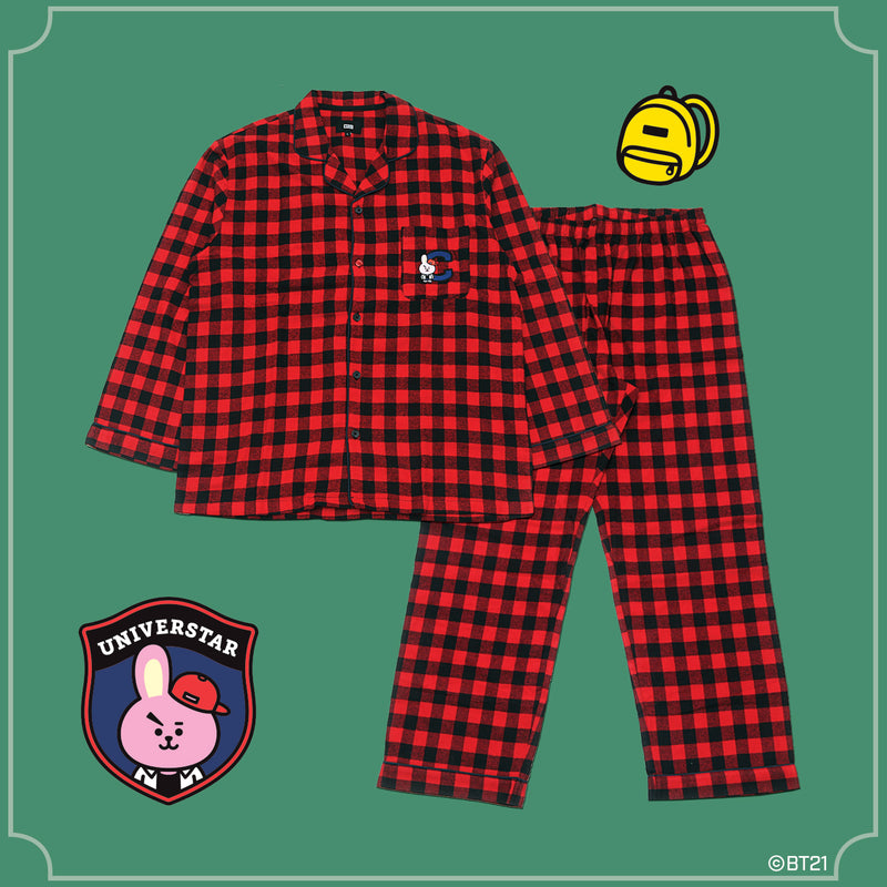 BT21 x Hunt Innerwear - Flannel Check Pajama Set - Cooky