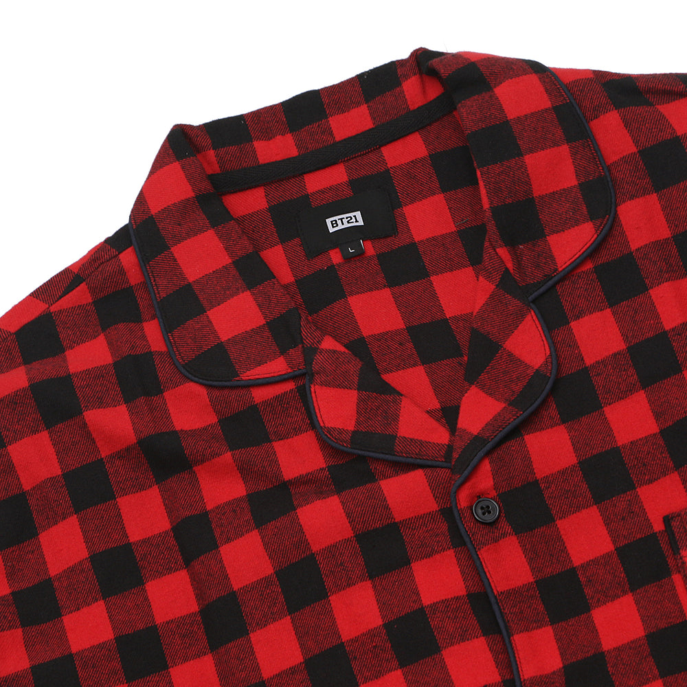 BT21 x Hunt Innerwear - Flannel Check Pajama Set - Cooky