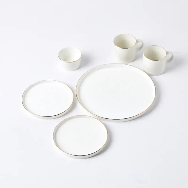 Gold Rim Korean Brunch Set 6P - Modern House - Kitchenware - Harumio