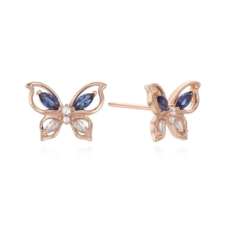 CLUE - Butterfly's Blue Wings Rose Gold earrings - CLUE - Jewelry - Harumio
