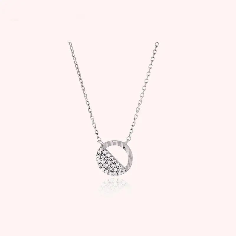 CLUE - Half Cubic Setting Silver Necklace - CLUE - Jewelry - Harumio