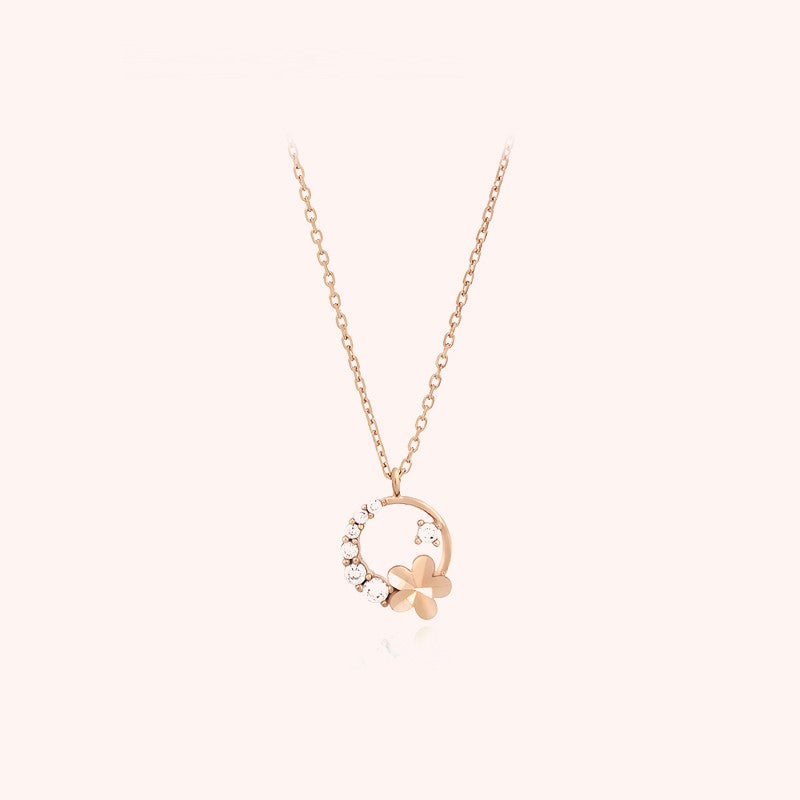 CLUE - Petite Flowery Rose Gold Silver Necklace