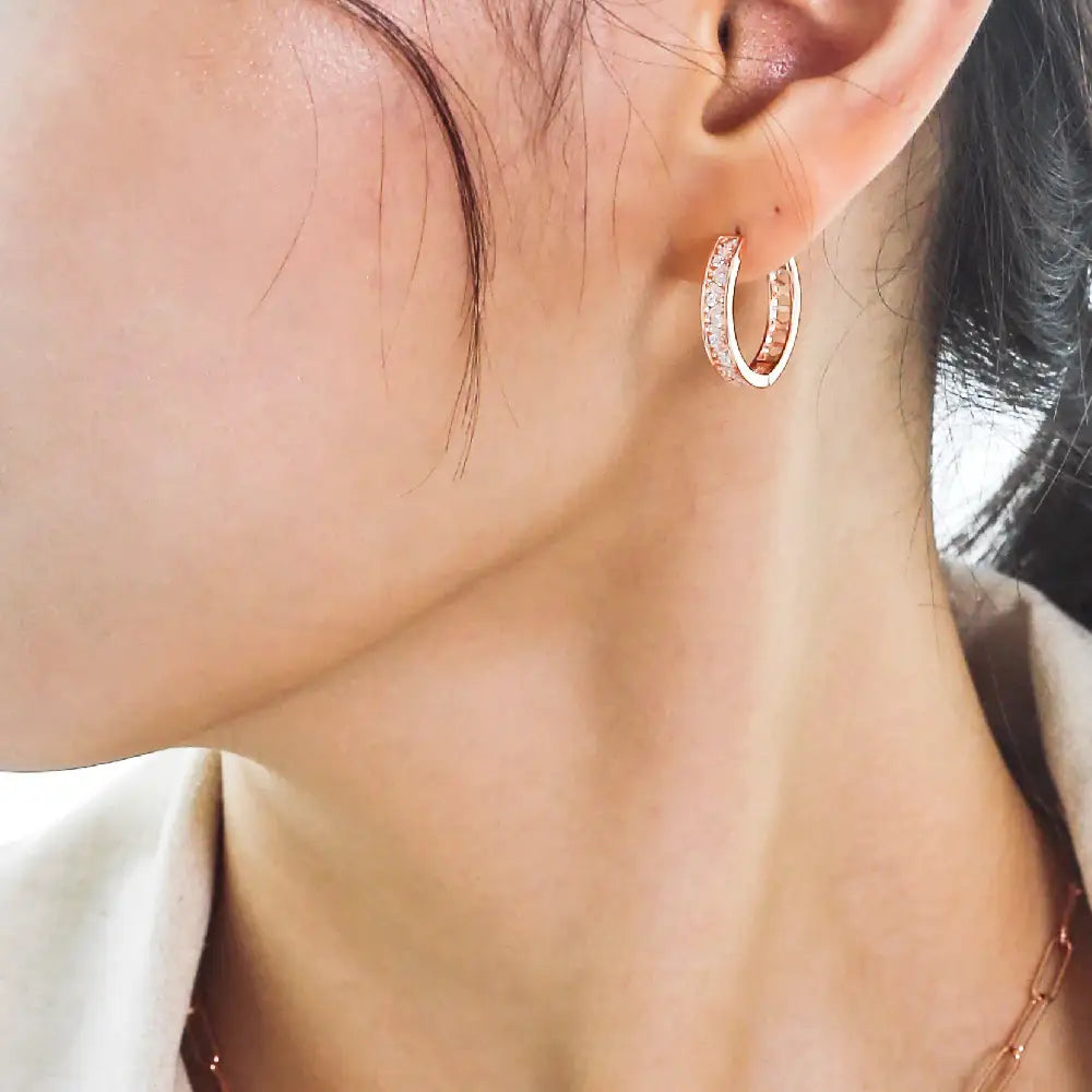 CLUE - Cubic Point Hoop Rose Gold Earrings - CLUE - Jewelry - Harumio