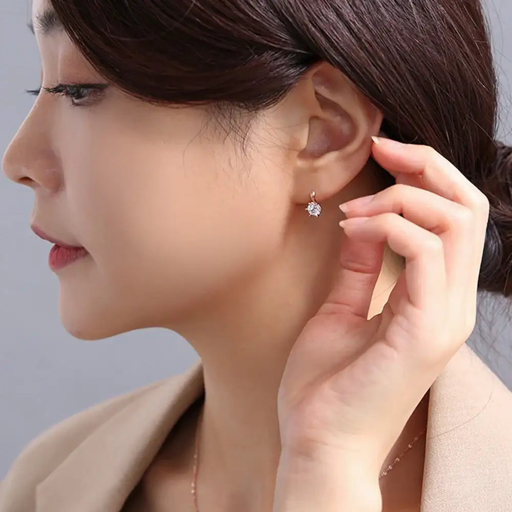 OST - Prong Setting Simulated Diamond Earring - OST - Jewelry - Harumio