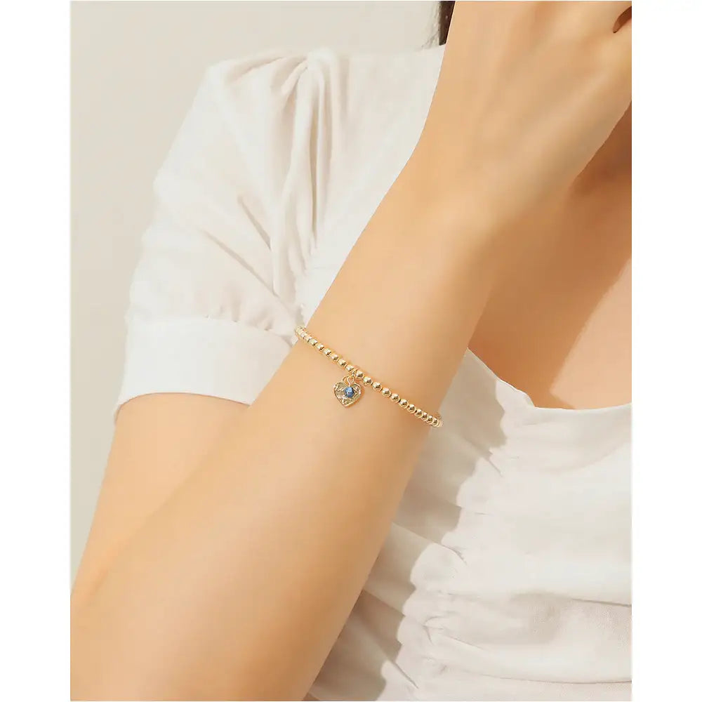 CLUE - 14K Gold Filled Eternal Sapphire Stone Heart Bracelet - CLUE - Jewelry - Harumio