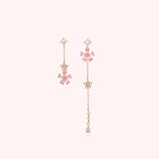 CLUE - Pink Blossom Unbalanced Silver Earrings - CLUE - Jewelry - Harumio