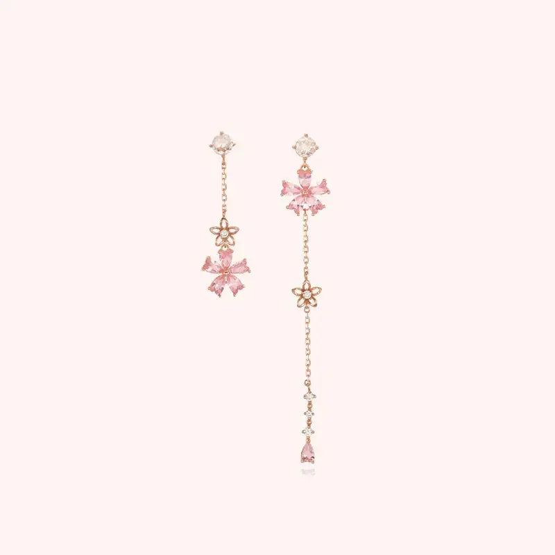 CLUE - Pink Blossom Unbalanced Silver Earrings - CLUE - Jewelry - Harumio