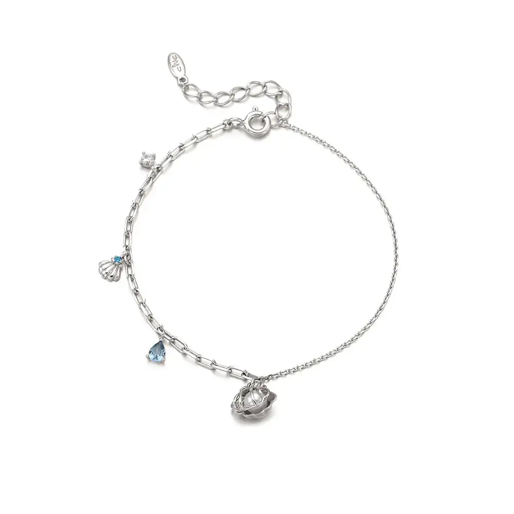 CLUE - Blue Sea Shell Silver Bracelet - CLUE - Jewelry - Harumio