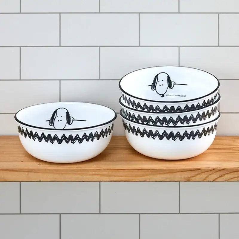 Corelle x Peanuts - Snoopy and Charlie - Soup Bowl 4P Set - Modern House - Tableware - Harumio
