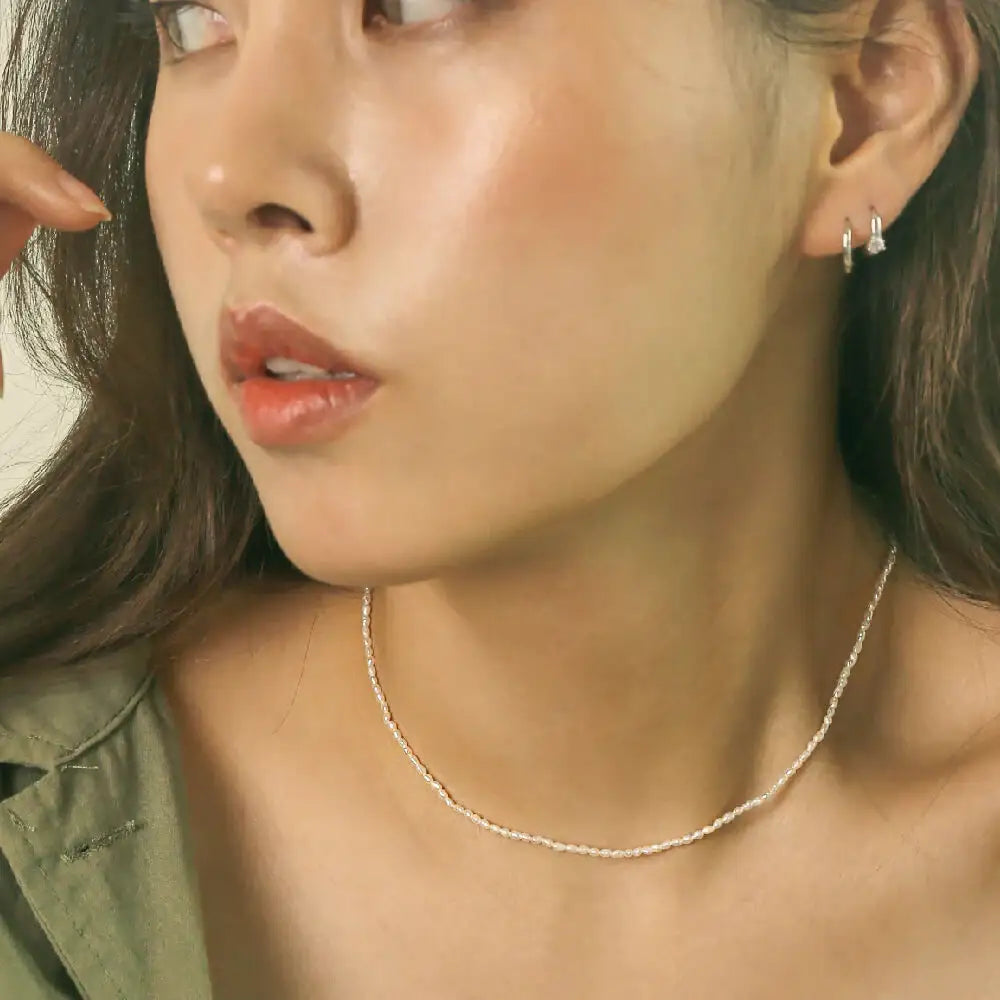 CLUE - Basic Freshwater Pearl Silver Necklace - CLUE - Jewelry - Harumio