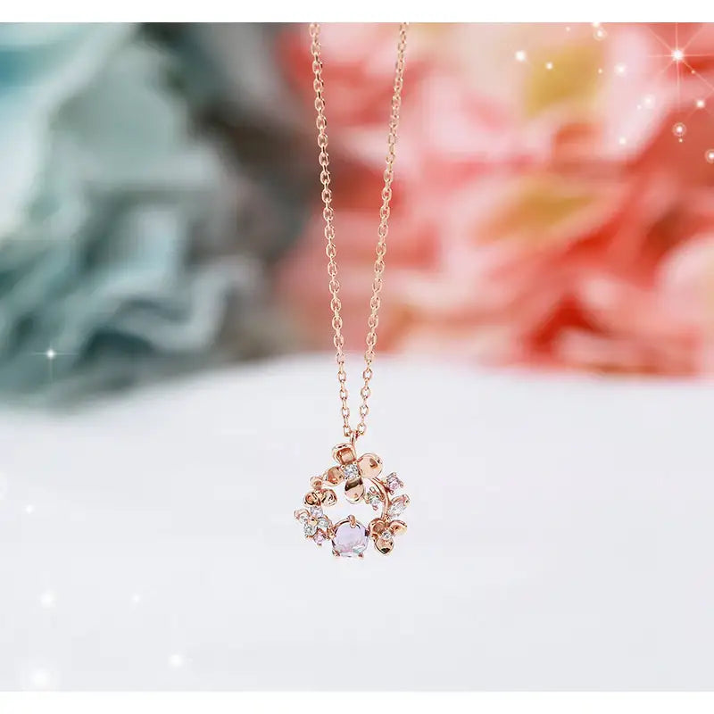 CLUE - Midsummer Night's Romance Hydrangea Rose Gold Necklace - CLUE - Jewelry - Harumio
