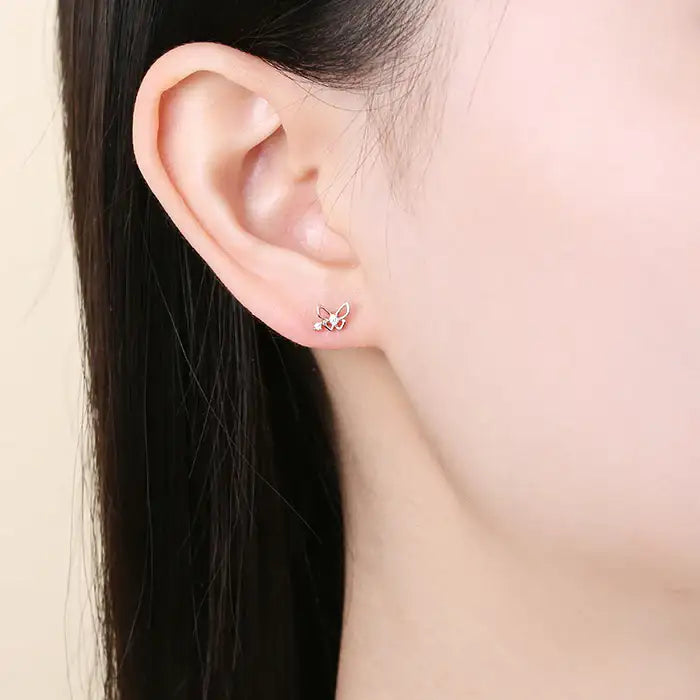 OST - Butterfly Rose Gold Earring Studs - OST - Jewelry - Harumio