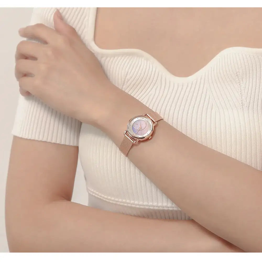 OST - Summer Night Sky Moon Phase Rose Gold Women's Mesh Watch - OST - Watch - Harumio