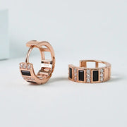 CLUE - Black Cross Rose Gold Earrings - CLUE - Jewelry - Harumio
