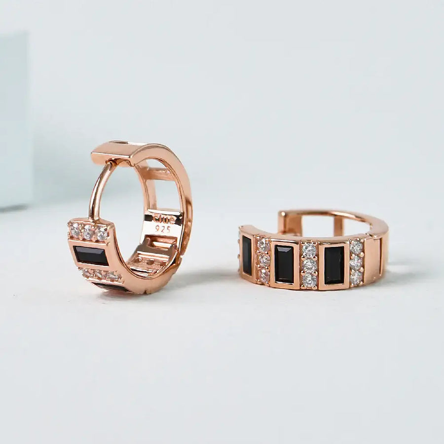 CLUE - Black Cross Rose Gold Earrings - CLUE - Jewelry - Harumio