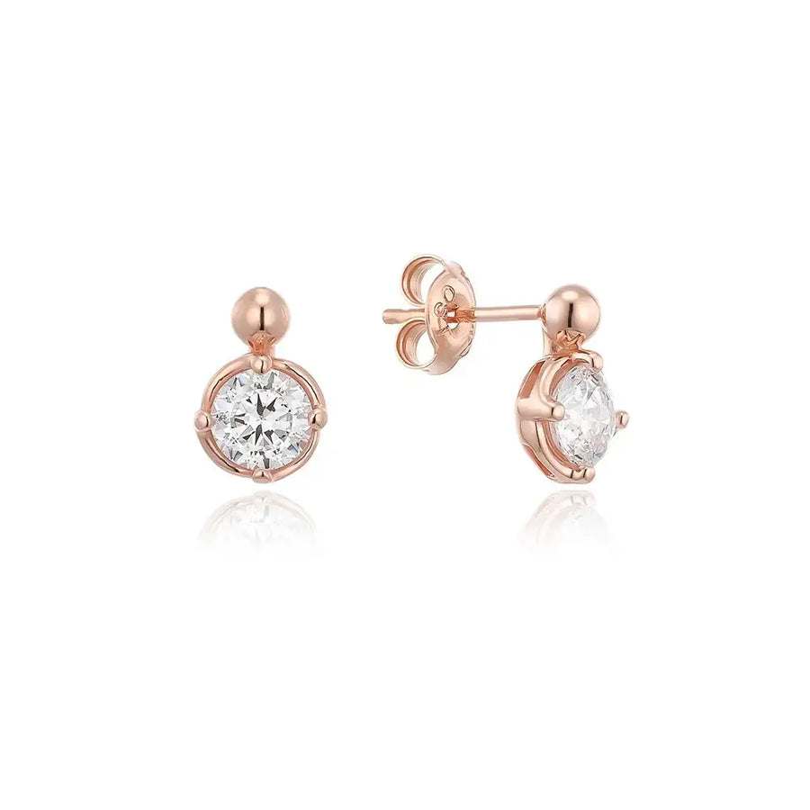 OST - Bezel Setting Simulated Diamond Rose Gold Earrings - OST - Jewelry - Harumio