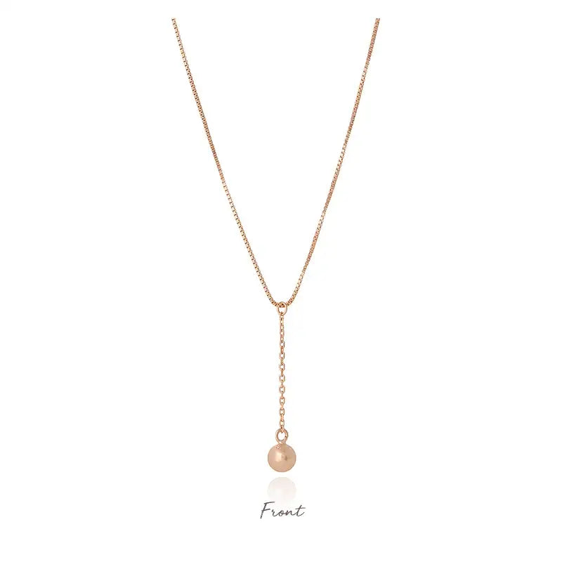 CLUE - Alli Long Neck Mini Ball Chain Drop Silver Necklace - CLUE - Jewelry - Harumio