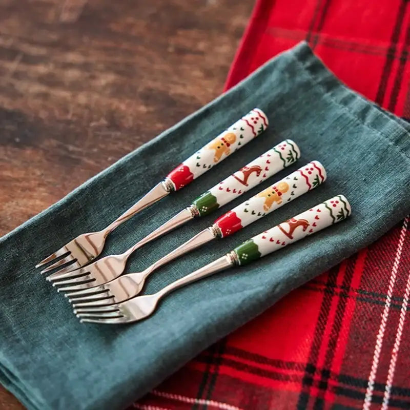 Korean Christmas Village - Tea Fork 4P Set - Modern House - Cutlery - Harumio