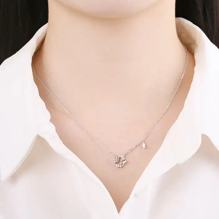 OST - April White Cubic Tulip Birth Flower Necklace - OST - Jewelry - Harumio