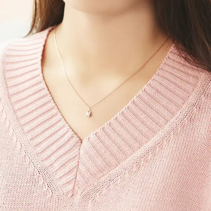 OST - Shining Pearl Rose Gold Necklace in Water Drops - OST - Jewelry - Harumio