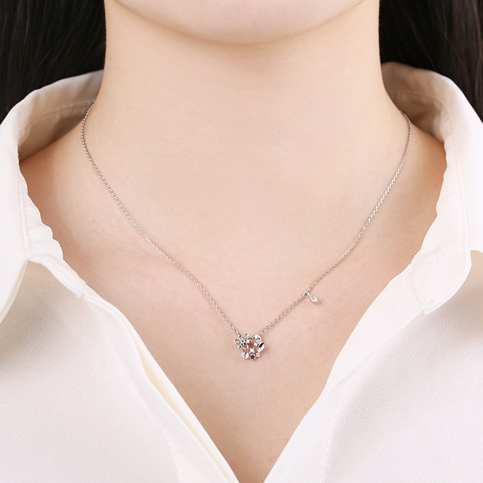 OST - September Birthstone Sapphire Clematis Birth Flower Necklace