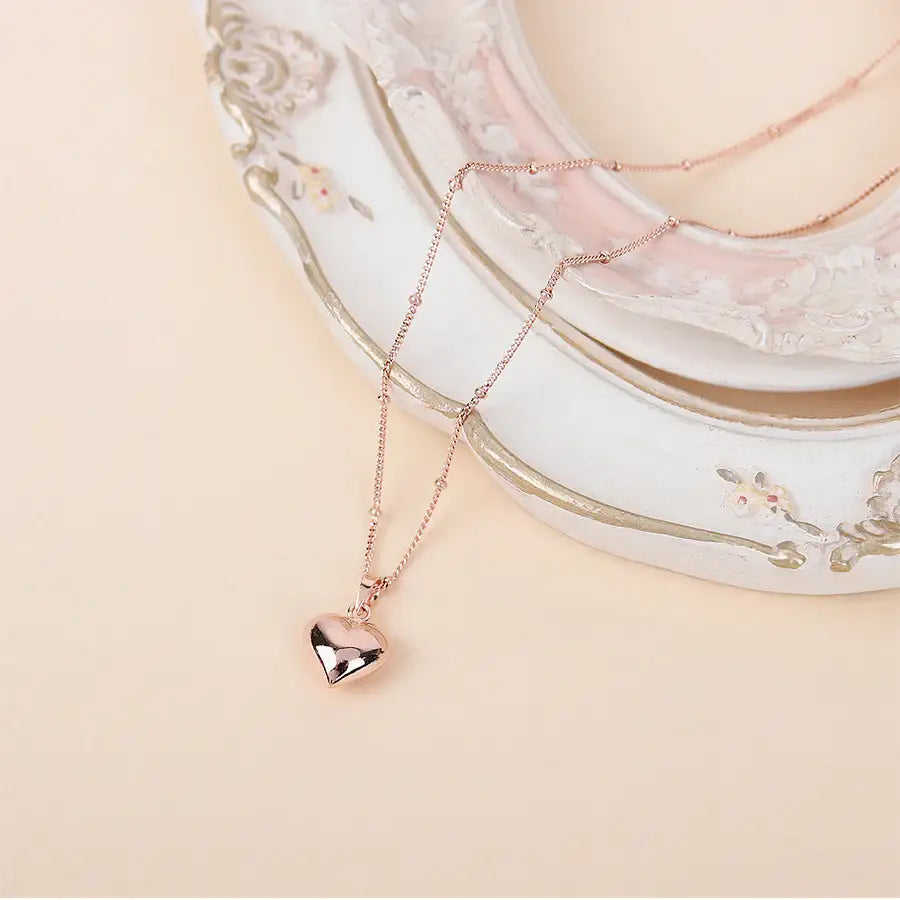 CLUE - Love Heart Rose Gold Necklace - CLUE - Jewelry - Harumio