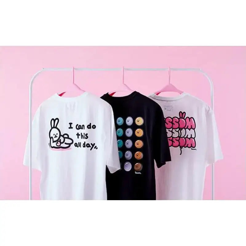 Line Friends - Buwon B.B.Rabbit & BLOSSOM Short Sleeve T-shirt - Line Friends - T-shirt - Harumio