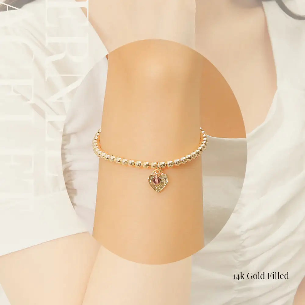CLUE - 14K Gold Filled Eternal Amethyst Stone Heart Bracelet - CLUE - Jewelry - Harumio
