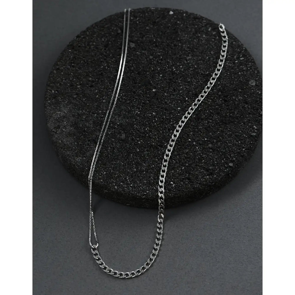 CLUE - Unbalance Clip Chain Silver Necklace