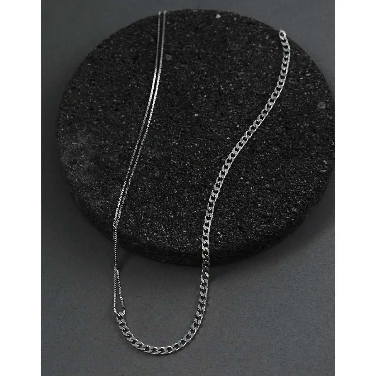 CLUE - Unbalance Clip Chain Silver Necklace - CLUE - Jewelry - Harumio