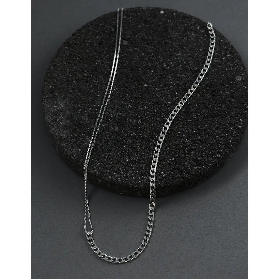 CLUE - Unbalance Clip Chain Silver Necklace - CLUE - Jewelry - Harumio
