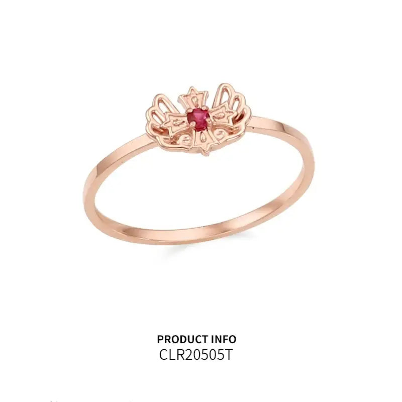 Saint Tail x Clue - Angel Wing Cross 14K Gold Miss Ring - CLUE - Jewelry - Harumio