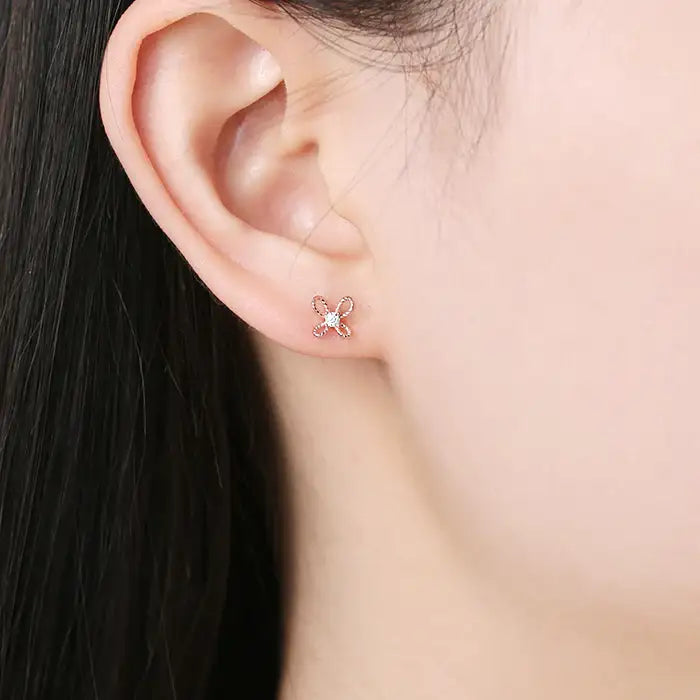 OST - Simple Butterfly Rose Gold Earring Studs - OST - Jewelry - Harumio