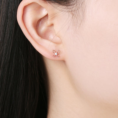 OST - Simple Butterfly Rose Gold Earring Studs