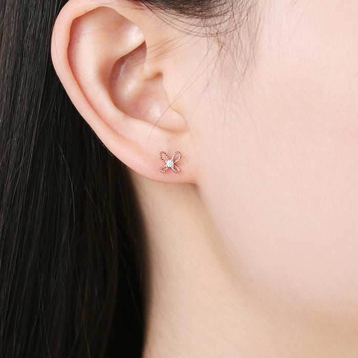OST - Simple Butterfly Rose Gold Earring Studs