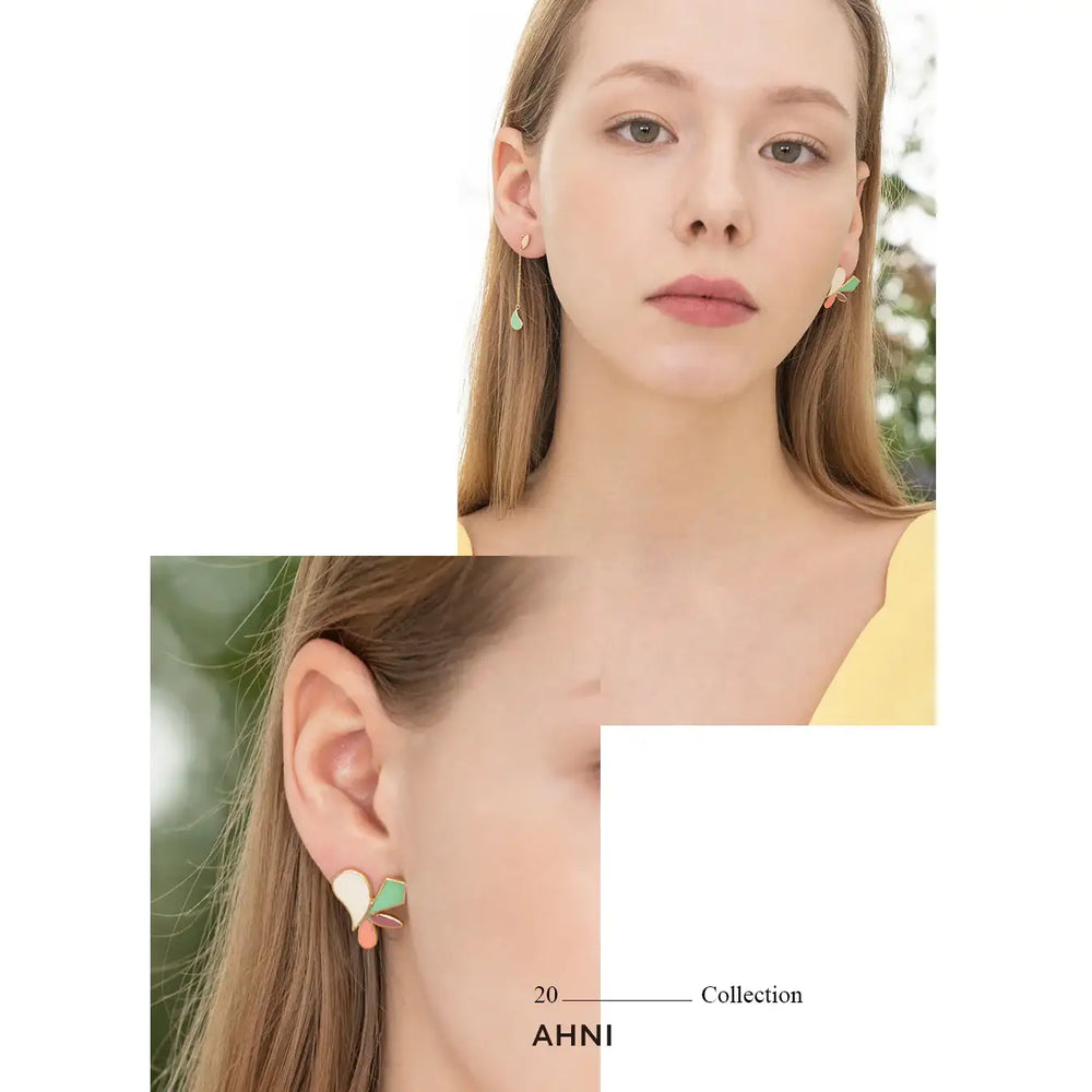 AHNI x Bloom - Pastel Chain Drop Silver Earrings - AHNI x Bloom - Jewelry - Harumio