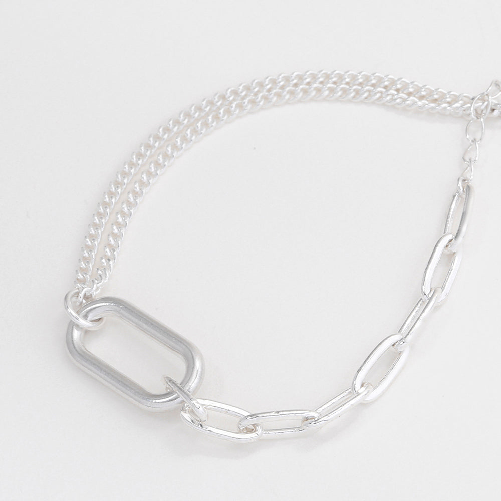 OST - Unbalanced Link Chain Silver Bracelet