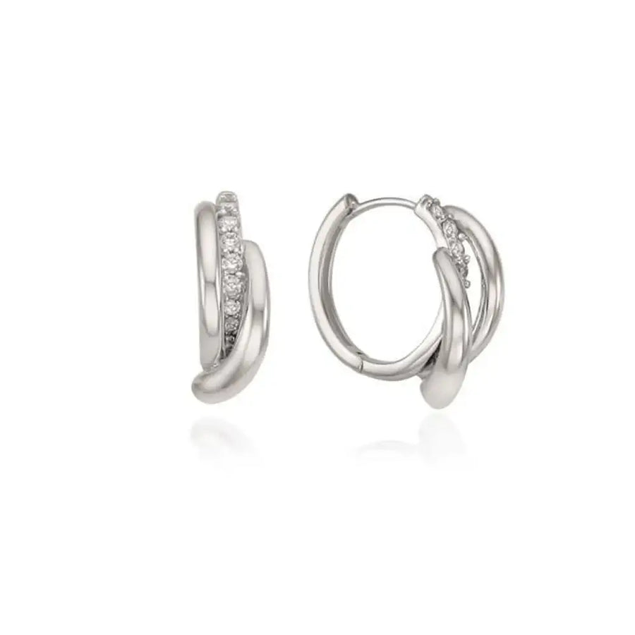 OST - Triple Line One Touch Ring Earrings - OST - Jewelry - Harumio
