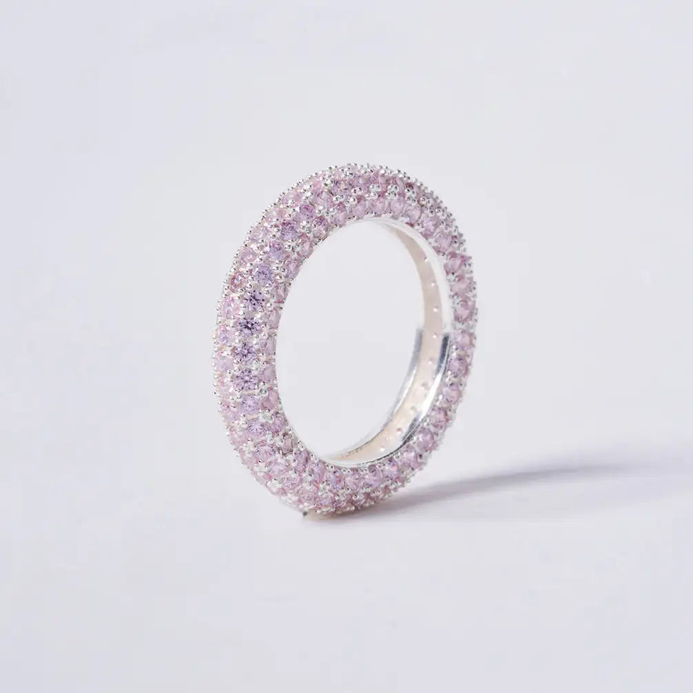 OST - POPTS Collection Rhodium Plated Pink Pave Basic Ring - OST - Jewelry - Harumio