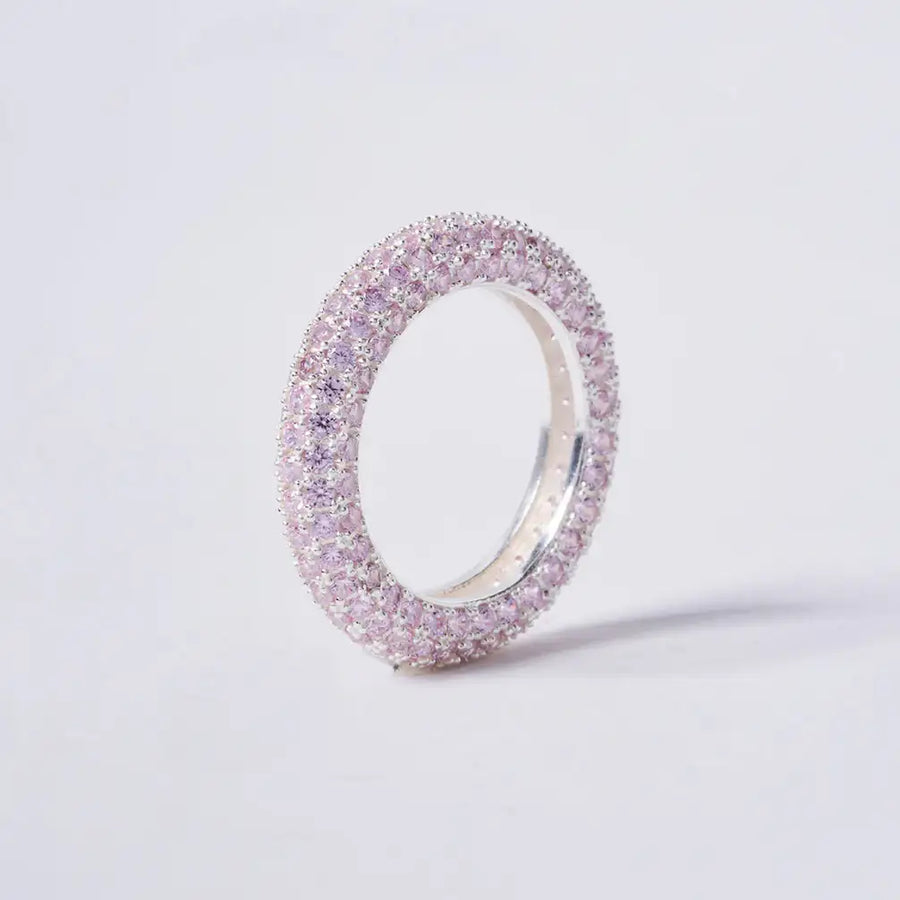 OST - POPTS Collection Rhodium Plated Pink Pave Basic Ring - OST - Jewelry - Harumio