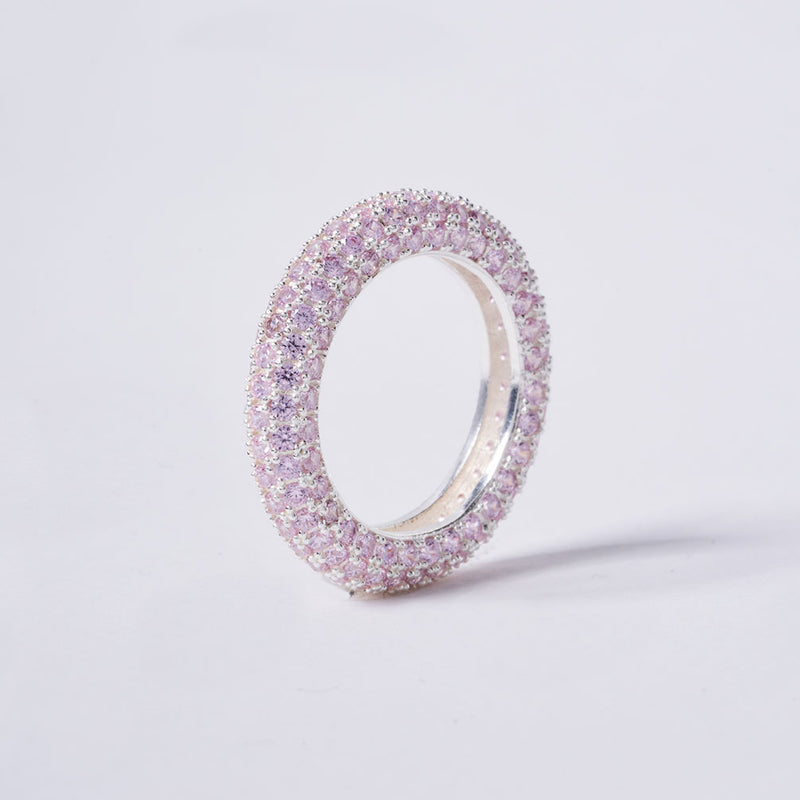 OST - POPTS Collection Rhodium Plated Pink Pave Basic Ring