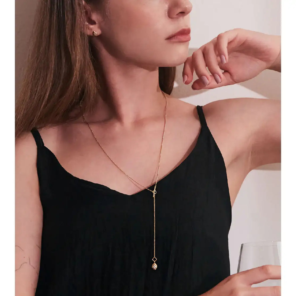 CLUE - C Collection Vintage Pendant Silver Long Necklace - CLUE - Jewelry - Harumio