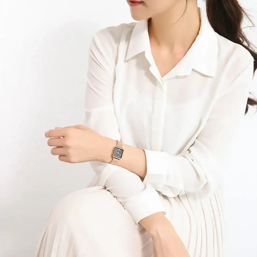 OST - Dreams and Luck Square Black Rose Gold Women's Mesh Watch - OST - Watch - Harumio