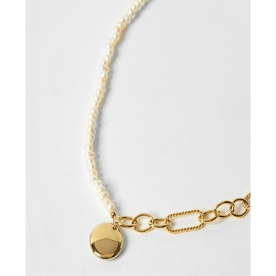 OST - POPTS Collection Half Pearl Earth Chain Coin Necklace