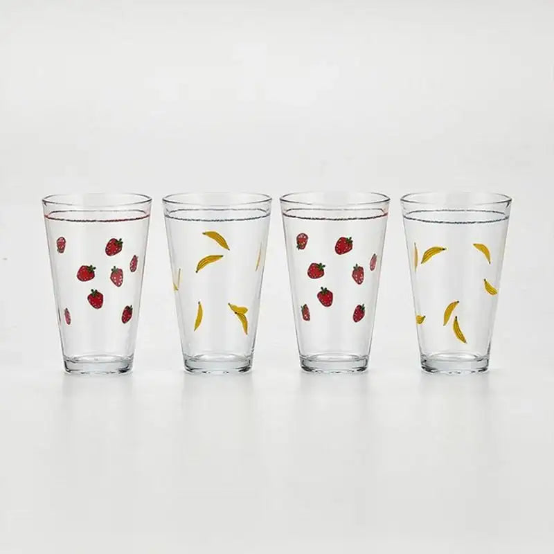 Korean ON - Strawberry Banana Glass Cup 4P Set - Modern House - Cups - Harumio