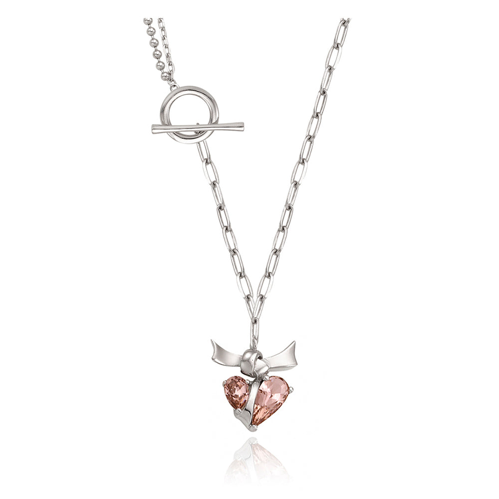 Bloom x Linky Laboratory - Embo Heart Tie Silver Necklace
