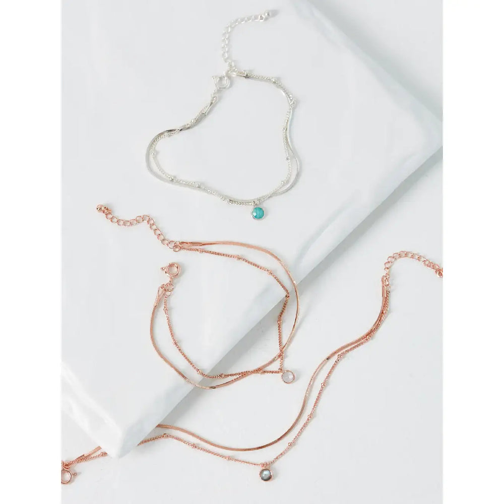 CLUE - Wish Spell Natural Stone Integrated Layered Silver Bracelet - CLUE - Jewelry - Harumio