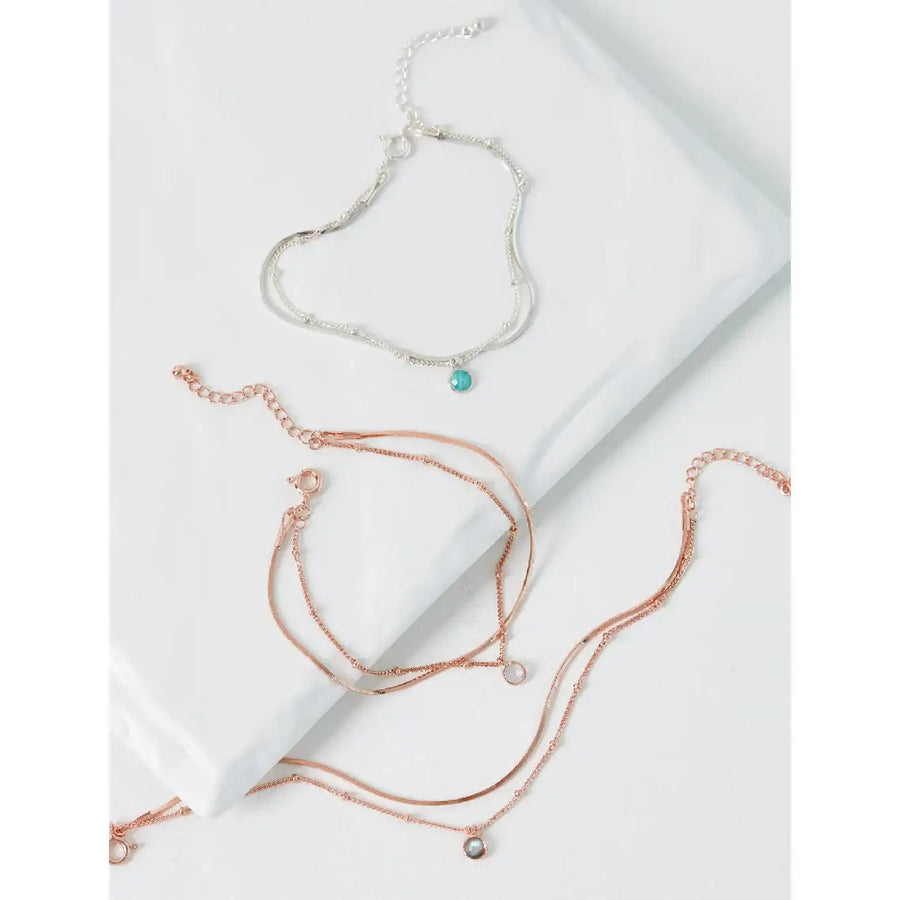 CLUE - Wish Spell Natural Stone Integrated Layered Silver Bracelet - CLUE - Jewelry - Harumio