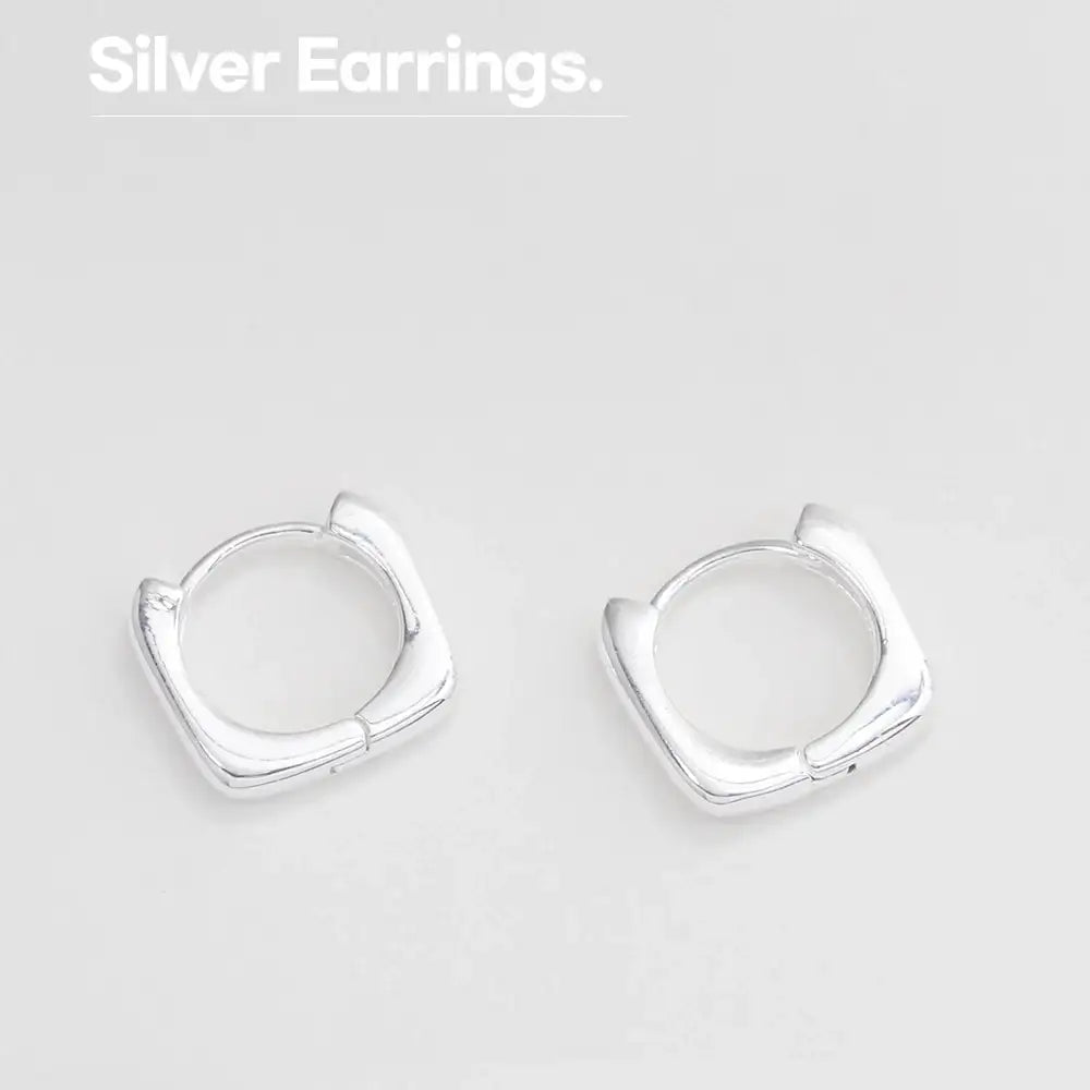 OST - Unique Square Silver Ring Earrings - OST - Jewelry - Harumio